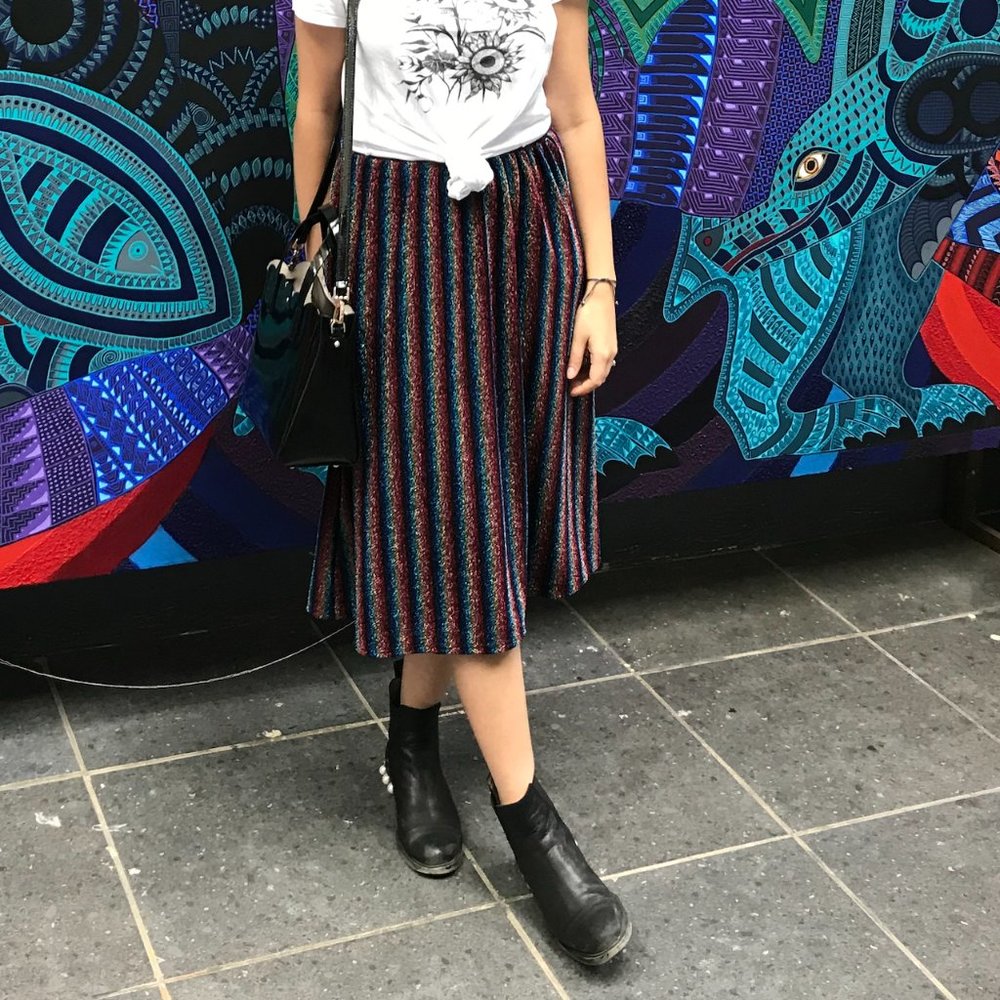 RAINBOW SPARKLY MIDI SKIRT VINTAGE VIBES